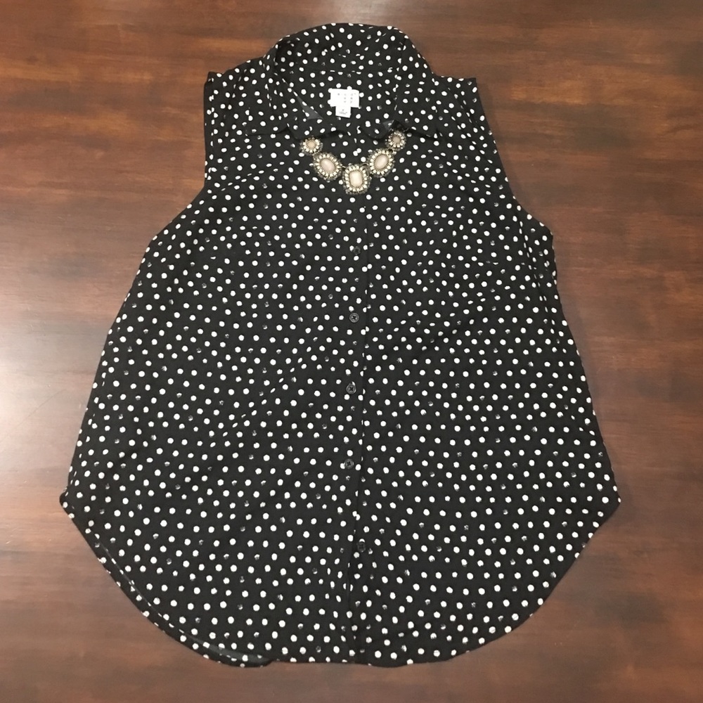 Black and White PolkaDot Blouse